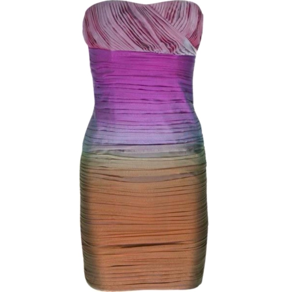 Alice + Olivia ombré silk bustier mini dress